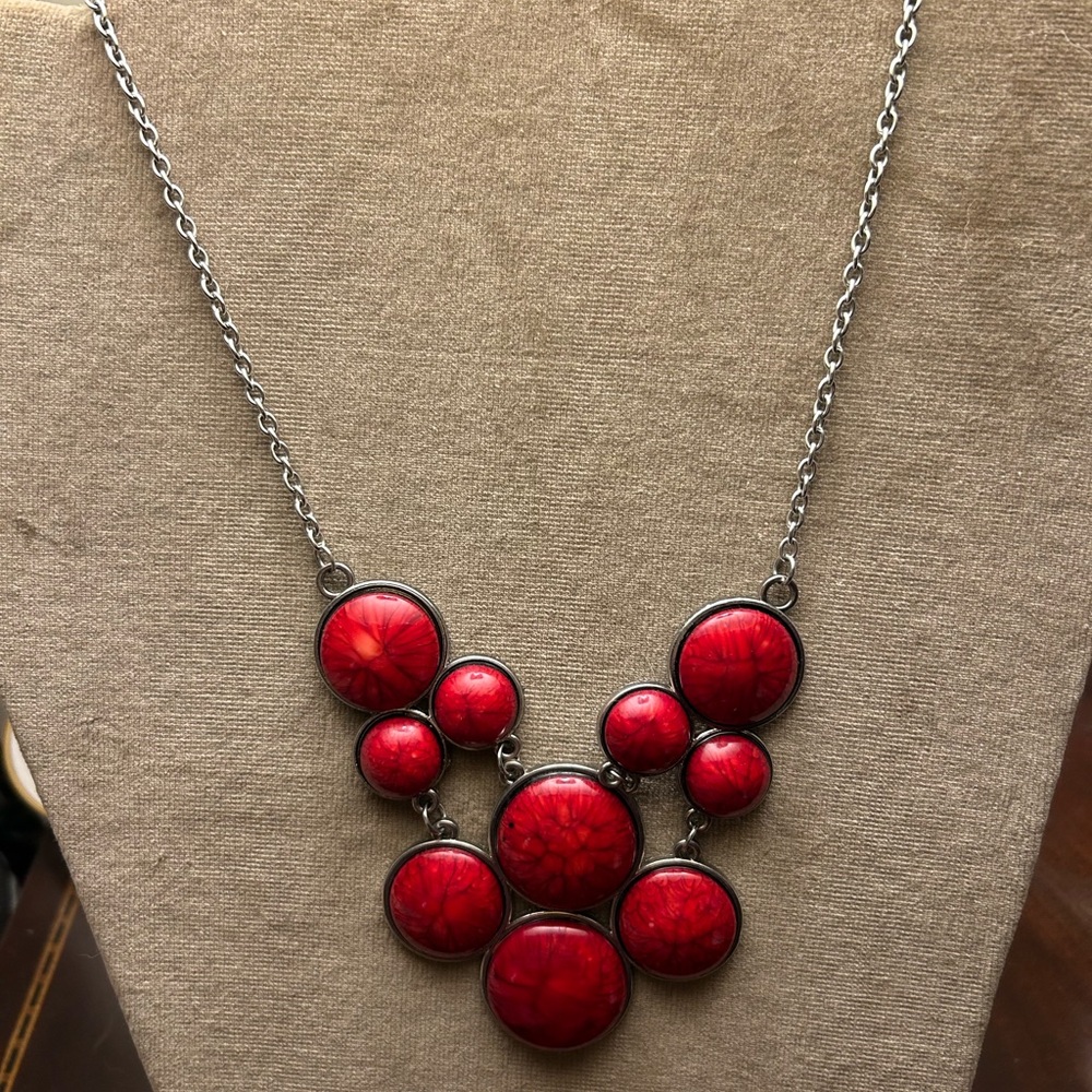 Retro Red Statement Bib Necklace